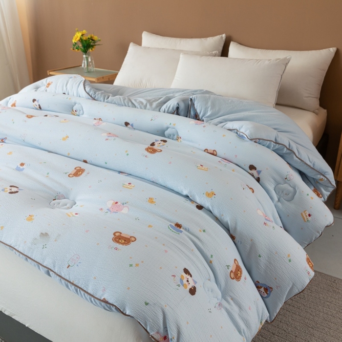 91家纺网 家纺一手货源 找家纺 小叮当家纺仓储工厂店 2025新款A类云感双层纱冬被春秋被被子被芯 生日宴会-蓝