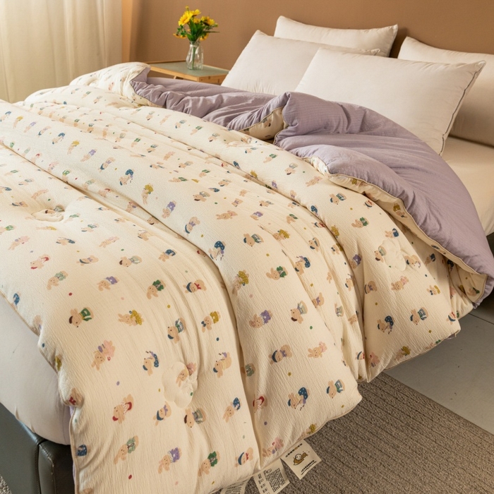 91家纺网 家纺一手货源 找家纺 小叮当家纺仓储工厂店 2025新款A类云感双层纱冬被春秋被被子被芯 兔子集合