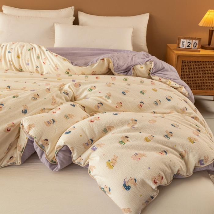 91家纺网 家纺一手货源 找家纺 小叮当家纺仓储工厂店 2025新款A类云感双层纱冬被春秋被被子被芯 兔子集合