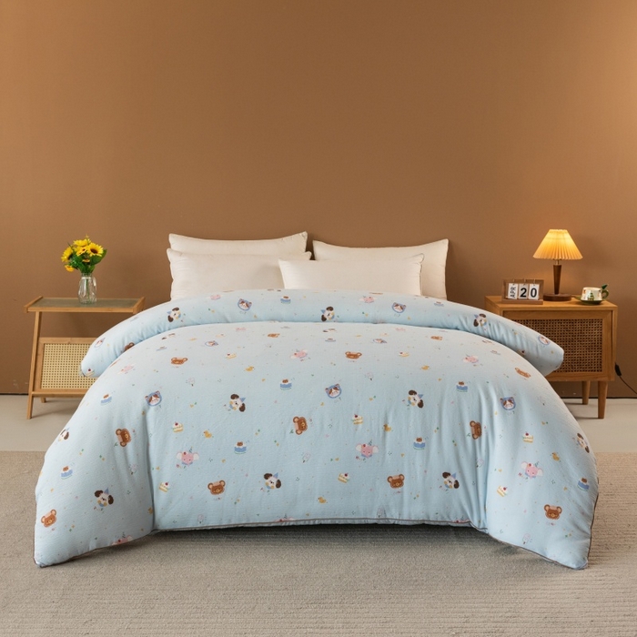 91家纺网 家纺一手货源 找家纺 小叮当家纺仓储工厂店 2025新款A类云感双层纱冬被春秋被被子被芯 生日宴会-蓝