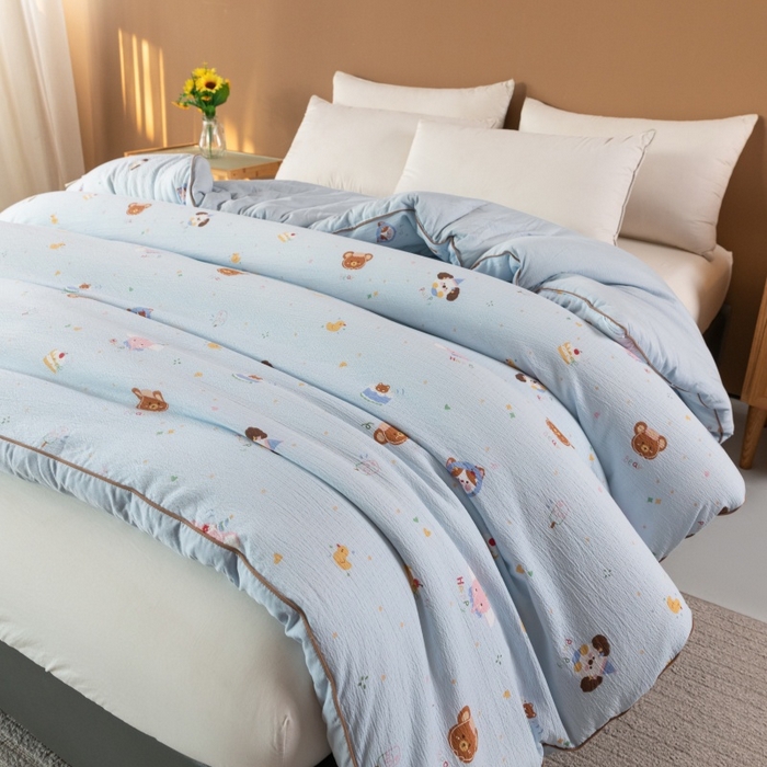 91家纺网 家纺一手货源 找家纺 小叮当家纺仓储工厂店 2025新款A类云感双层纱冬被春秋被被子被芯 生日宴会-蓝