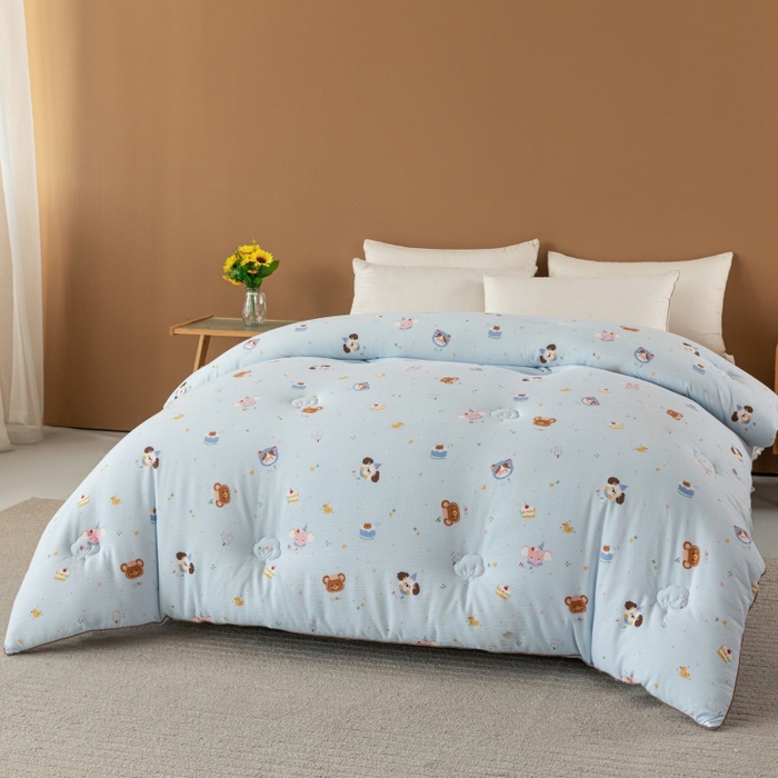 91家纺网 家纺一手货源 找家纺 小叮当家纺仓储工厂店 2025新款A类云感双层纱冬被春秋被被子被芯 生日宴会-蓝