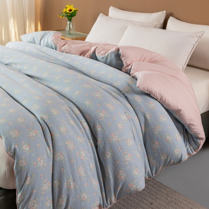 小叮当家纺仓储工厂店 2025新款A类云感双层纱冬被春秋被被子被芯 风轻寄语