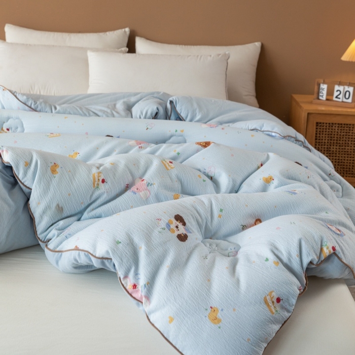 91家纺网 家纺一手货源 找家纺 小叮当家纺仓储工厂店 2025新款A类云感双层纱冬被春秋被被子被芯 生日宴会-蓝