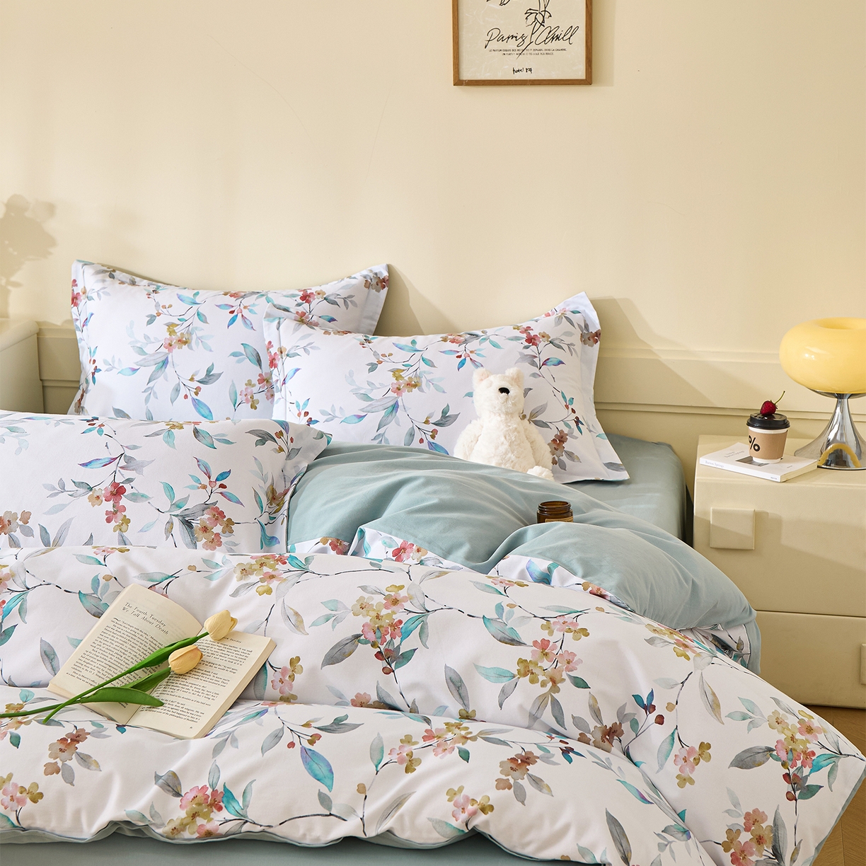 91家纺网 家纺一手货源 找家纺 元元家居（元元被业） 2025秋冬新款全棉纯棉磨毛印花四件套 云季花盟