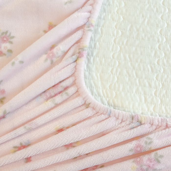 91家纺网 家纺一手货源 找家纺 布柔 2025新款加厚牛奶绒花边床笠保暖印花夹棉床笠床垫保护套罩 碎花粉