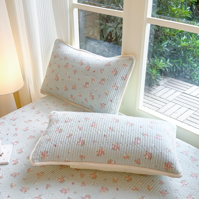 91家纺网 家纺一手货源 找家纺 布柔 2025新款加厚牛奶绒花边床笠保暖印花夹棉床笠床垫保护套罩 碎花绿