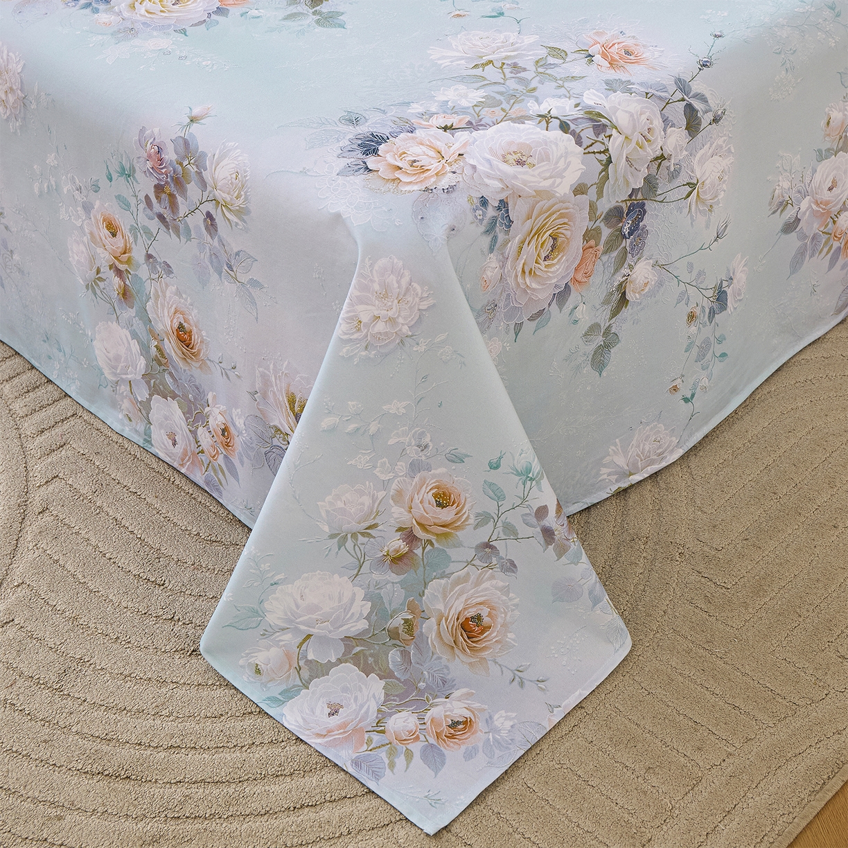 91家纺网 家纺一手货源 找家纺 元元家居（元元被业） 2025秋冬新款全棉纯棉磨毛印花单床单 玫瑰花绣