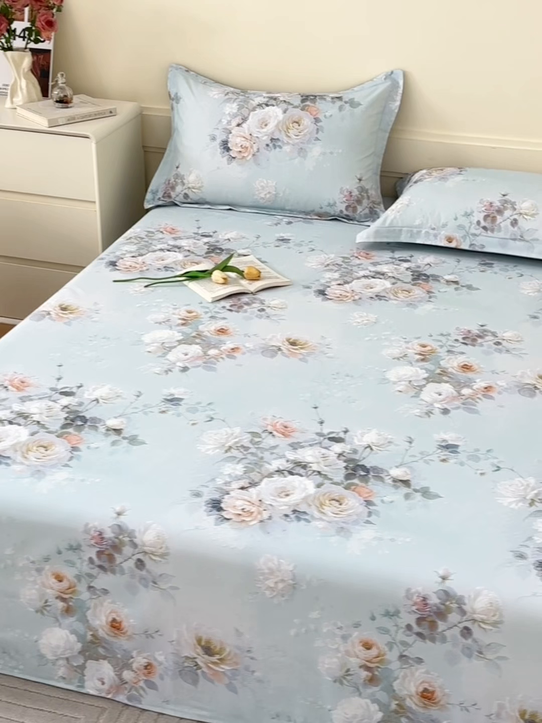 91家纺网 家纺一手货源 找家纺 元元家居（元元被业） 2025秋冬新款全棉纯棉磨毛印花单床单 玫瑰花绣