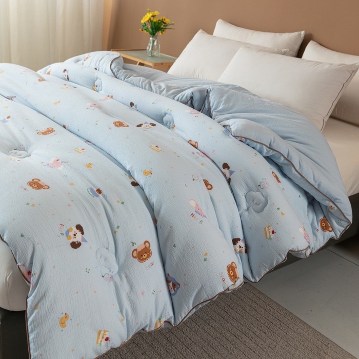 91家纺网 家纺一手货源 找家纺 小叮当家纺仓储工厂店 2025新款A类云感双层纱冬被春秋被被子被芯 生日宴会-蓝