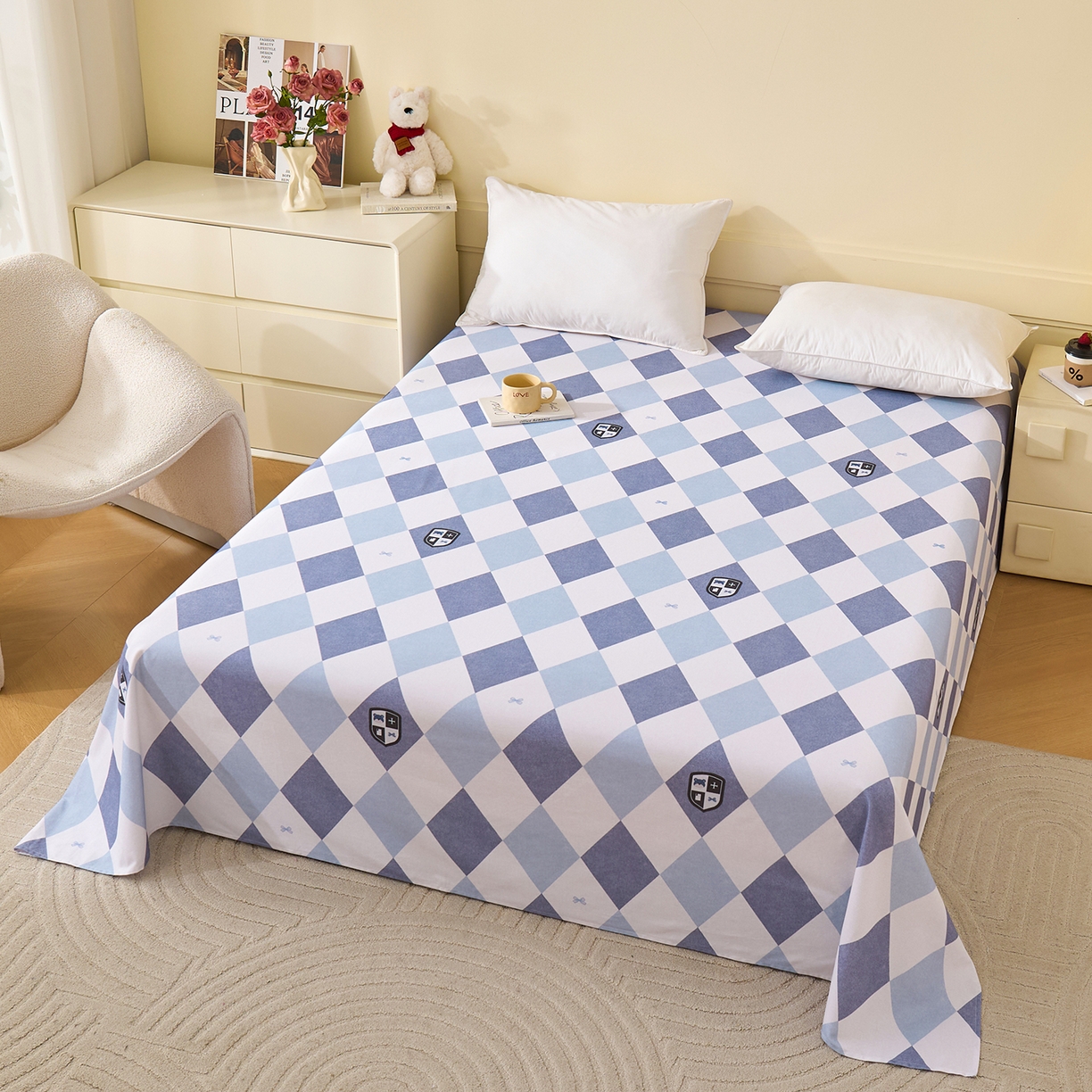 91家纺网 家纺一手货源 找家纺 元元家居（元元被业） 2025秋冬新款全棉纯棉磨毛印花单床单 骑士荣耀