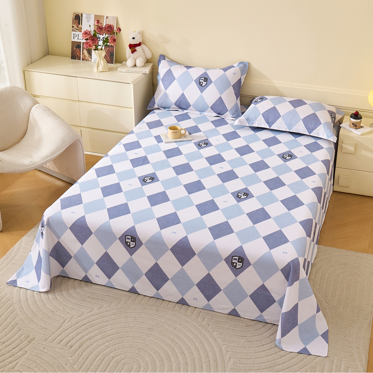 91家纺网 家纺一手货源 找家纺 元元家居（元元被业） 2025秋冬新款全棉纯棉磨毛印花单床单 骑士荣耀