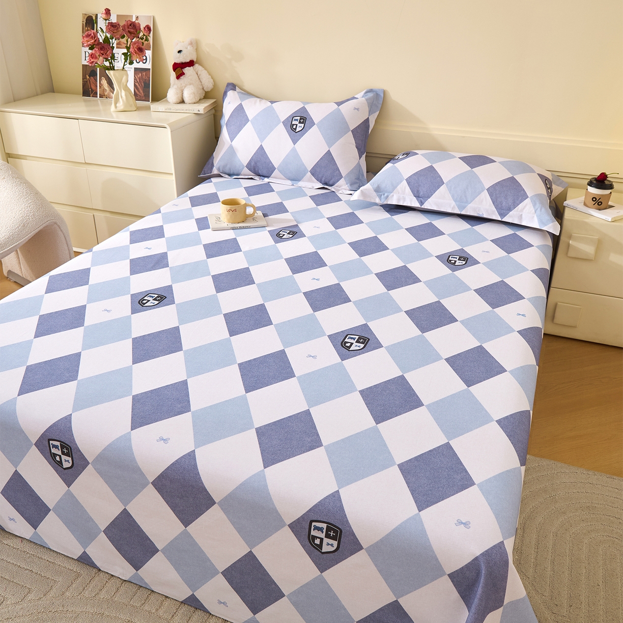 91家纺网 家纺一手货源 找家纺 元元家居（元元被业） 2025秋冬新款全棉纯棉磨毛印花单床单 骑士荣耀