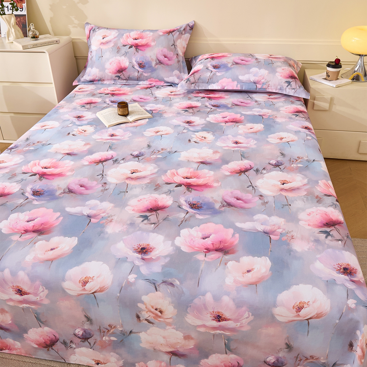 91家纺网 家纺一手货源 找家纺 元元家居（元元被业） 2025秋冬新款全棉纯棉磨毛印花单床单 山间闲云