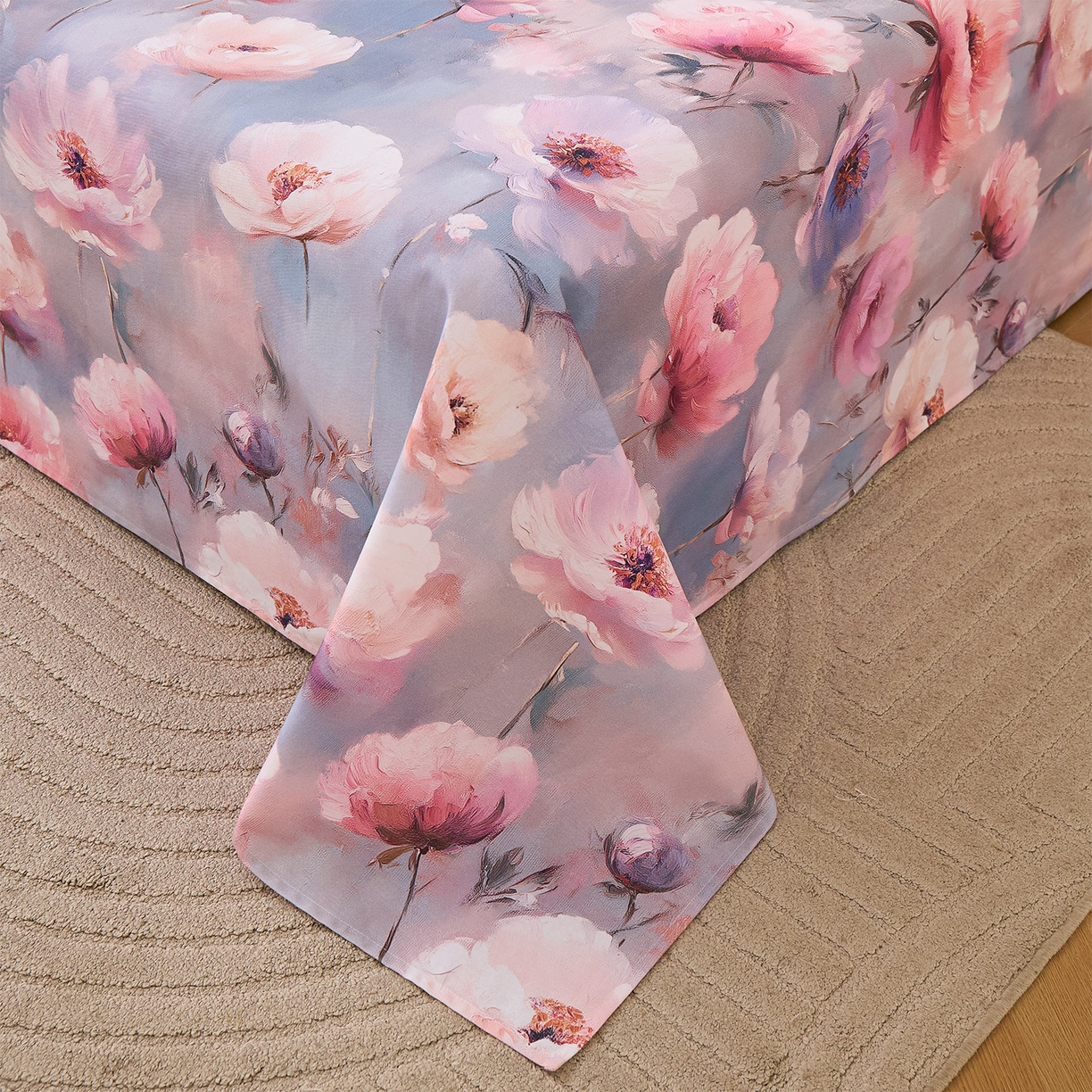 91家纺网 家纺一手货源 找家纺 元元家居（元元被业） 2025秋冬新款全棉纯棉磨毛印花单床单 山间闲云