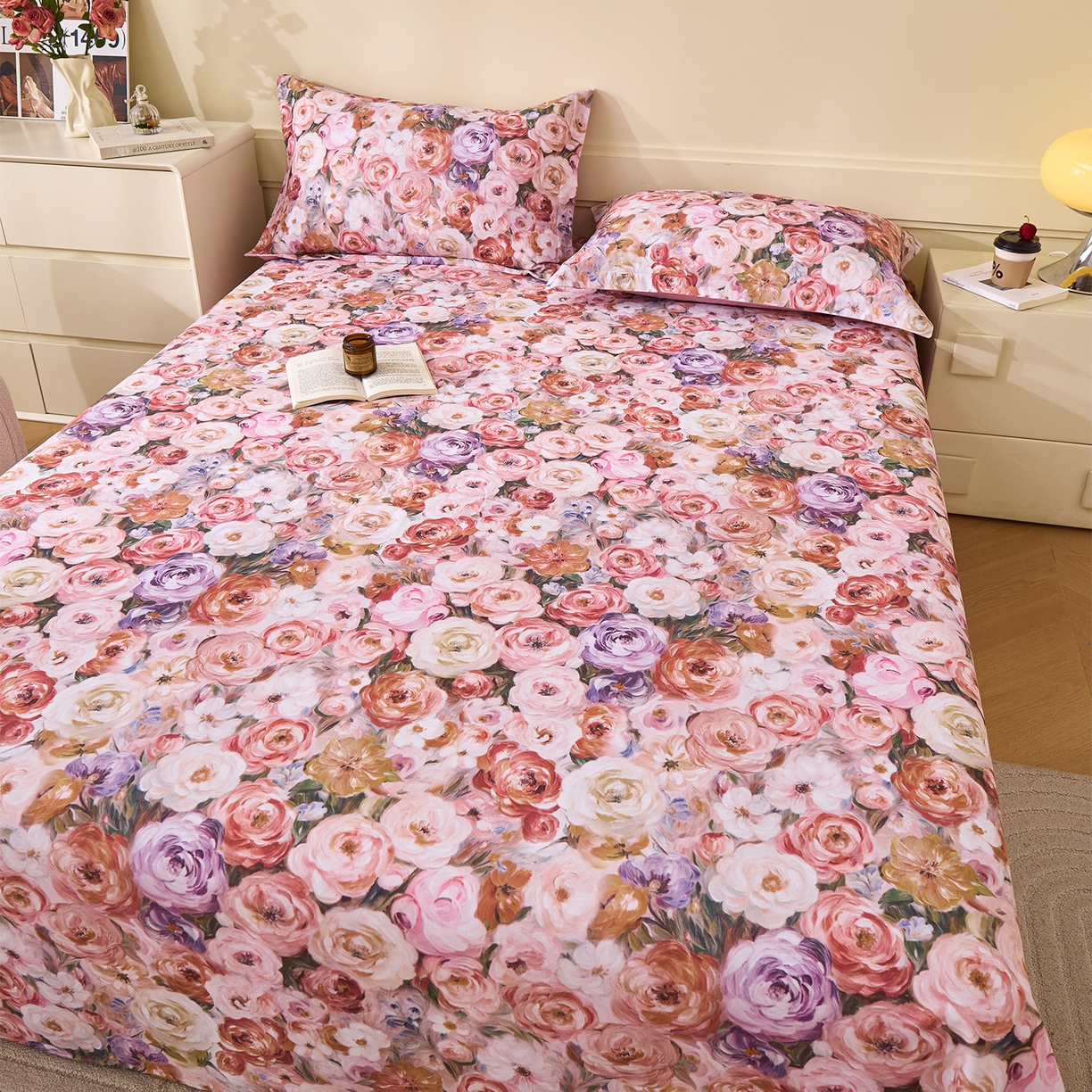 91家纺网 家纺一手货源 找家纺 元元家居（元元被业） 2025秋冬新款全棉纯棉磨毛印花单床单 听香水榭