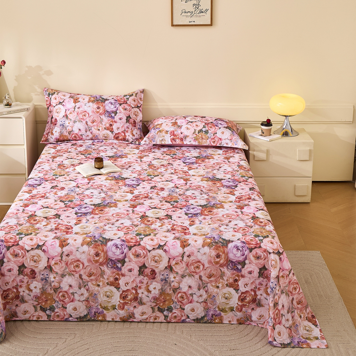 91家纺网 家纺一手货源 找家纺 元元家居（元元被业） 2025秋冬新款全棉纯棉磨毛印花单床单 听香水榭