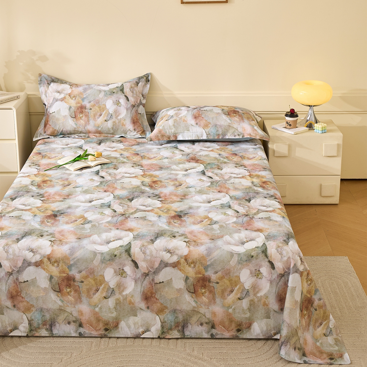 91家纺网 家纺一手货源 找家纺 元元家居（元元被业） 2025秋冬新款全棉纯棉磨毛印花单床单 香雾蒙月