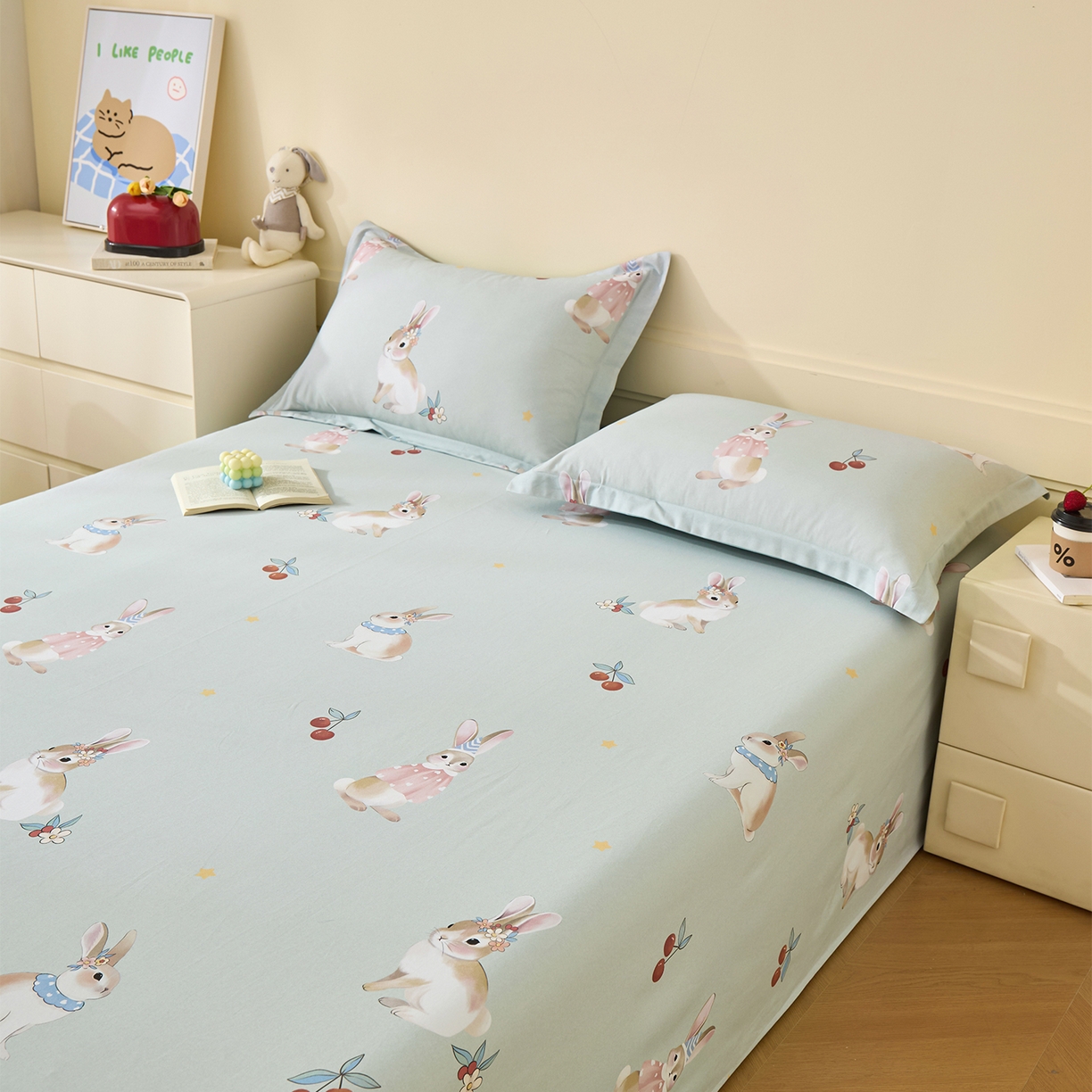 91家纺网 家纺一手货源 找家纺 元元家居（元元被业） 2025秋冬新款全棉纯棉磨毛印花单床单 小萌免