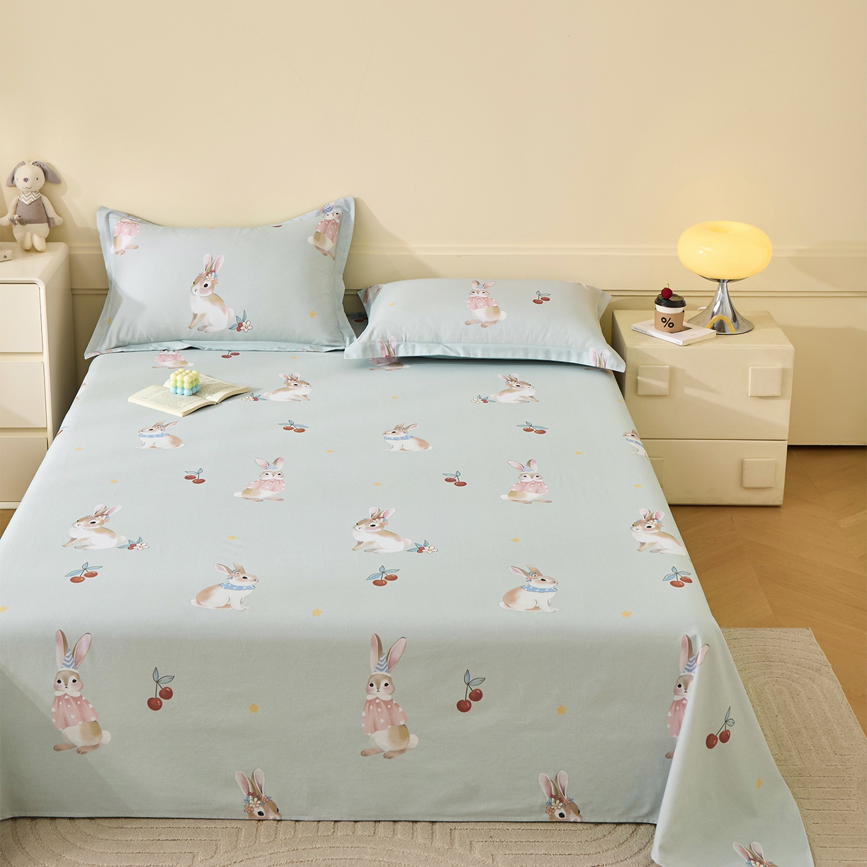 91家纺网 家纺一手货源 找家纺 元元家居（元元被业） 2025秋冬新款全棉纯棉磨毛印花单床单 小萌免