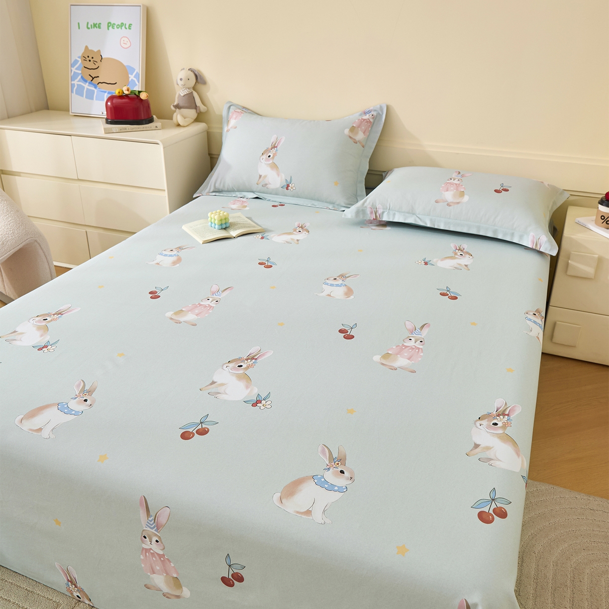 91家纺网 家纺一手货源 找家纺 元元家居（元元被业） 2025秋冬新款全棉纯棉磨毛印花单床单 小萌免