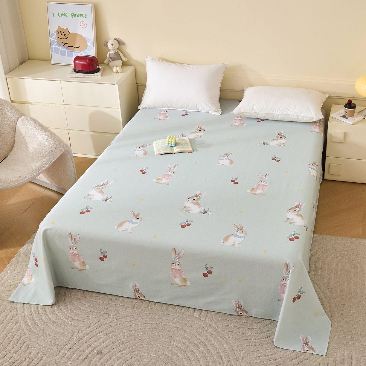 91家纺网 家纺一手货源 找家纺 元元家居（元元被业） 2025秋冬新款全棉纯棉磨毛印花单床单 小萌免