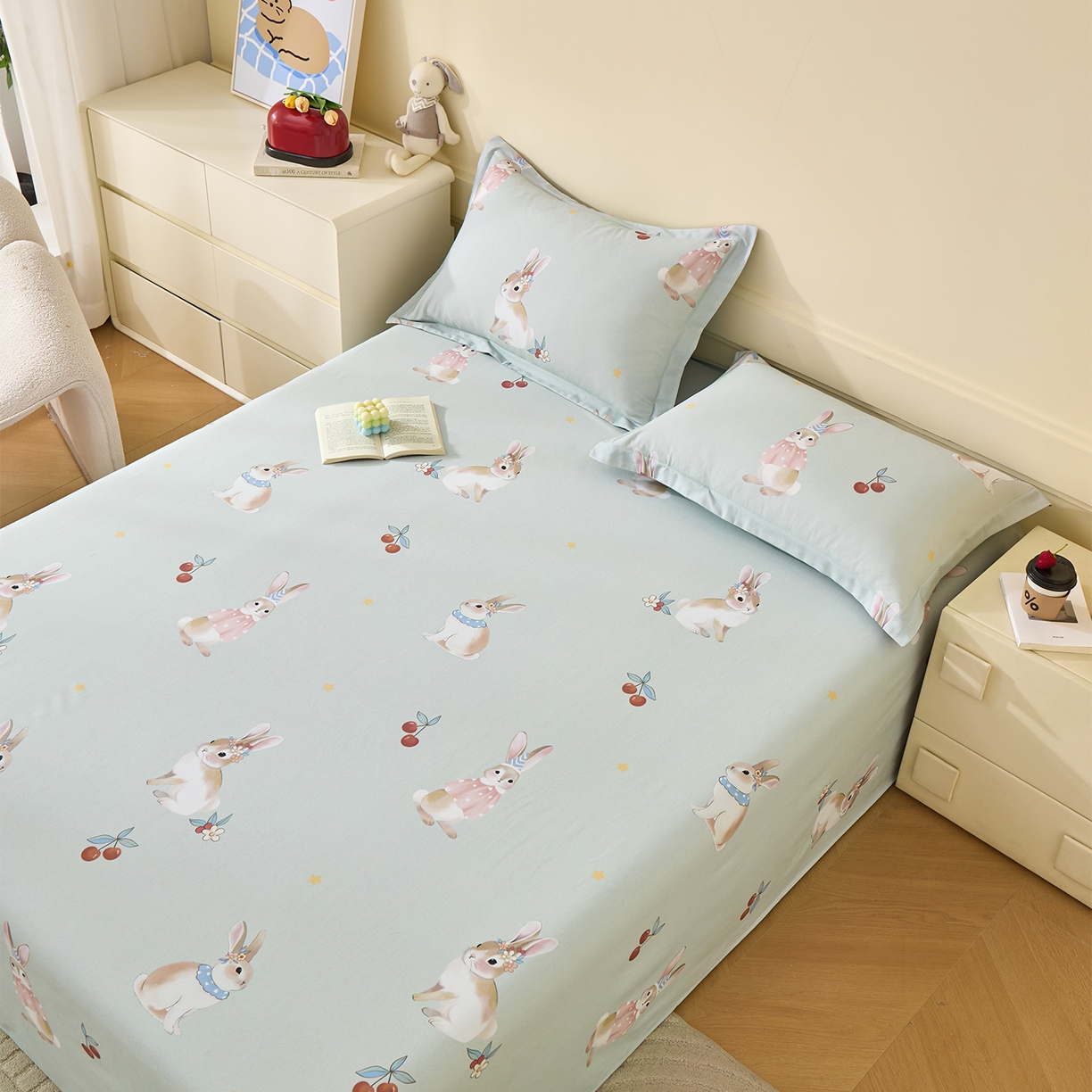 91家纺网 家纺一手货源 找家纺 元元家居（元元被业） 2025秋冬新款全棉纯棉磨毛印花单床单 小萌免