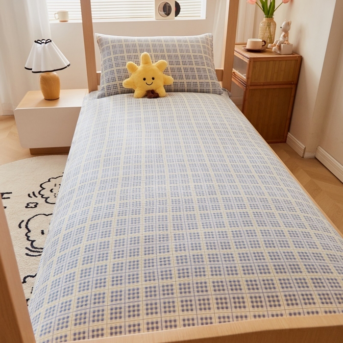 91家纺网 家纺一手货源 找家纺 小叮当家纺仓储工厂店 2025新款亲肤舒适A类云感水洗棉双层纱鱼鳞网棉花印花床褥 银河