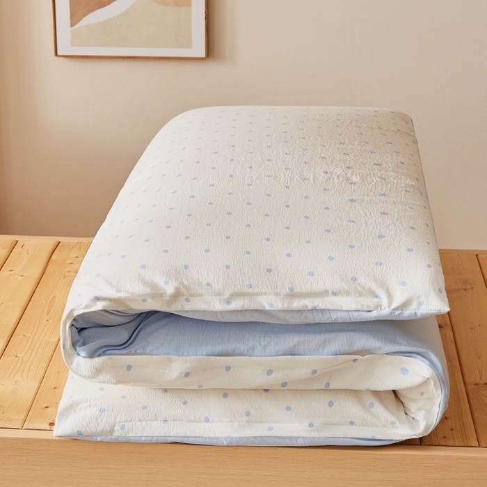 91家纺网 家纺一手货源 找家纺 小叮当家纺仓储工厂店 2025新款亲肤舒适A类云感水洗棉双层纱鱼鳞网棉花印花床褥 海盐汤圆