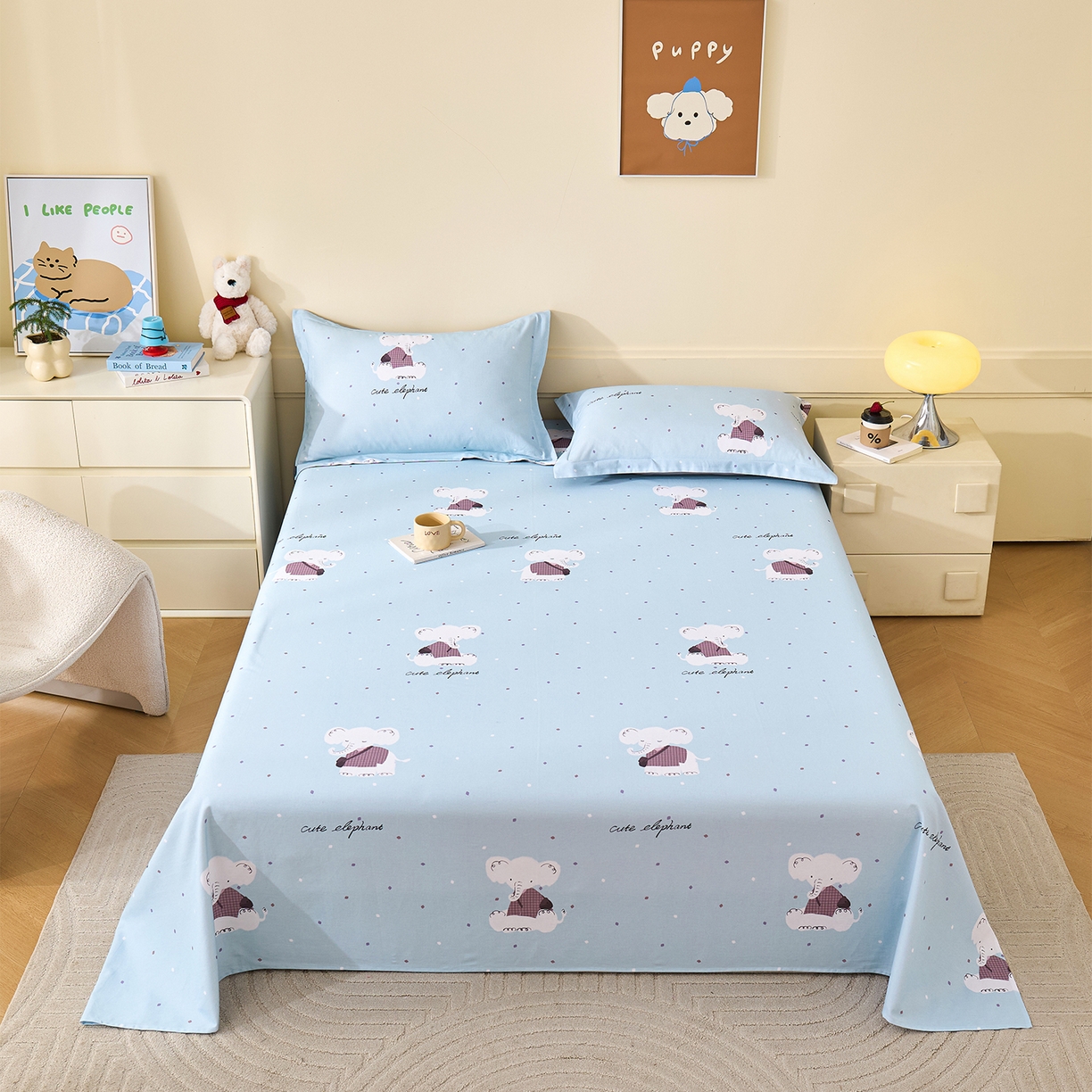 元元家居（元元被业） 2025秋冬新款全棉纯棉磨毛印花单床单 小奶象