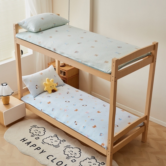 91家纺网 家纺一手货源 找家纺 小叮当家纺仓储工厂店 2025新款亲肤舒适A类云感水洗棉双层纱鱼鳞网棉花印花床褥 生日宴会-蓝