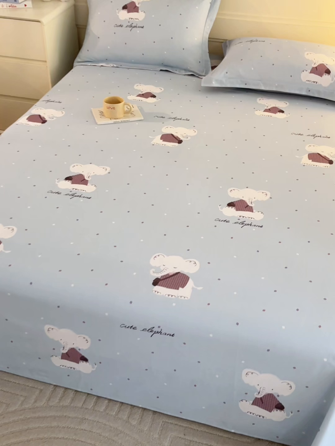 91家纺网 家纺一手货源 找家纺 元元家居（元元被业） 2025秋冬新款全棉纯棉磨毛印花单床单 小奶象