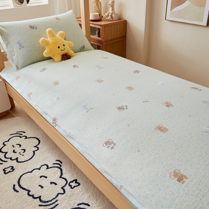 91家纺网 家纺一手货源 找家纺 小叮当家纺仓储工厂店 2025新款亲肤舒适A类云感水洗棉双层纱鱼鳞网棉花印花床褥 少女象