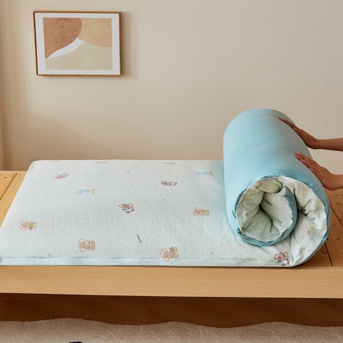 91家纺网 家纺一手货源 找家纺 小叮当家纺仓储工厂店 2025新款亲肤舒适A类云感水洗棉双层纱鱼鳞网棉花印花床褥 少女象