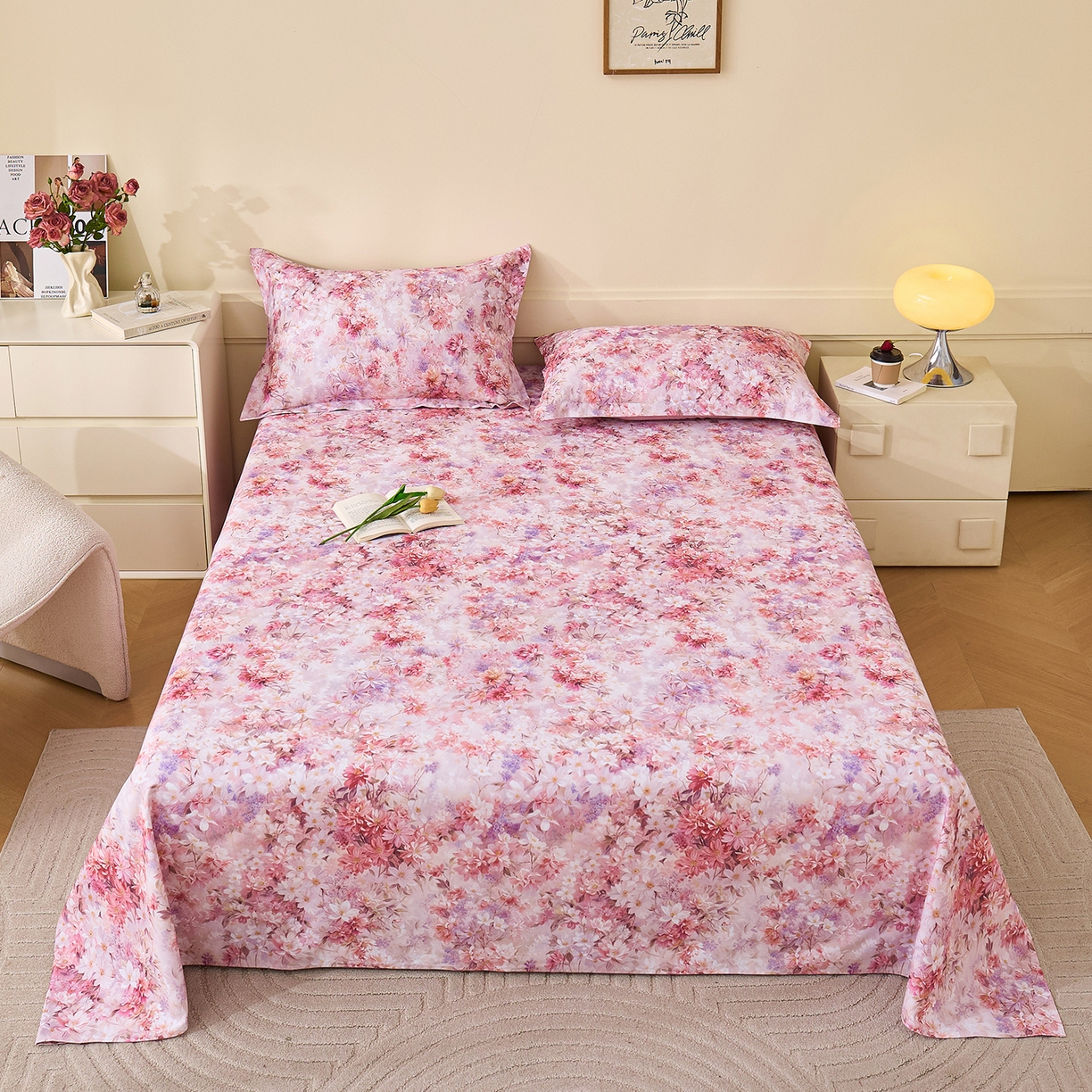 元元家居（元元被业） 2025秋冬新款全棉纯棉磨毛印花单床单 邂逅粉