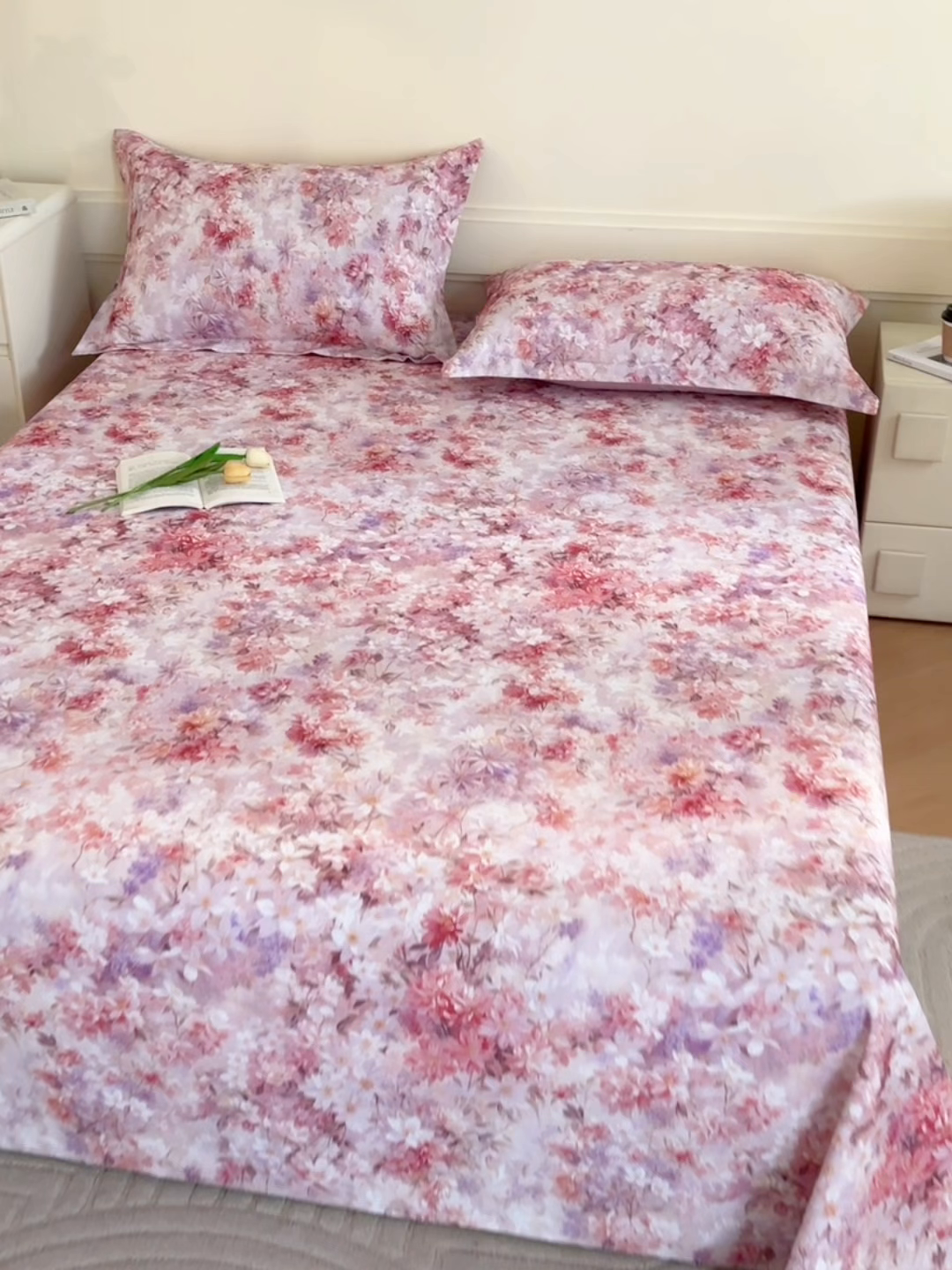 91家纺网 家纺一手货源 找家纺 元元家居（元元被业） 2025秋冬新款全棉纯棉磨毛印花单床单 邂逅粉