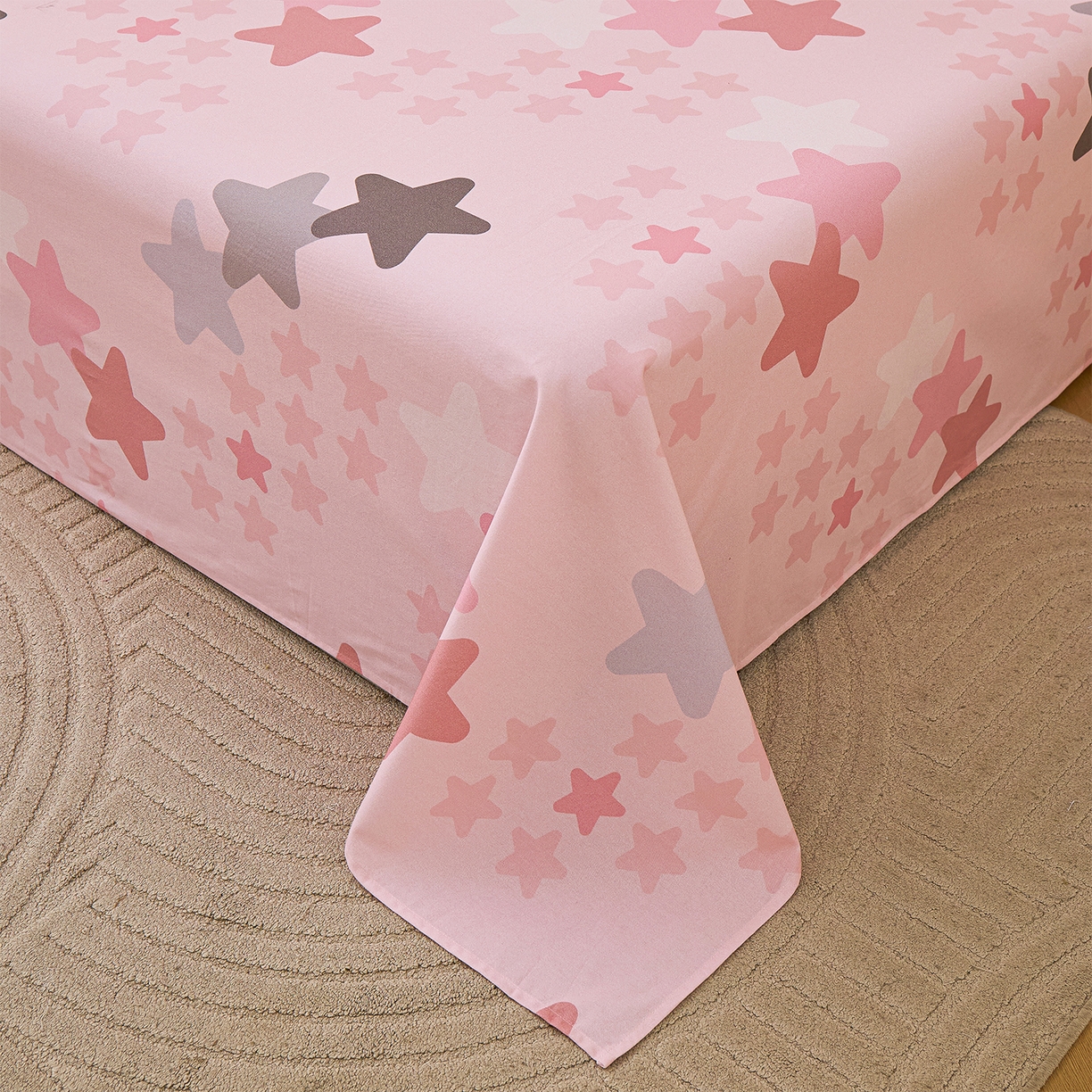 91家纺网 家纺一手货源 找家纺 元元家居（元元被业） 2025秋冬新款全棉纯棉磨毛印花单床单 星星格格