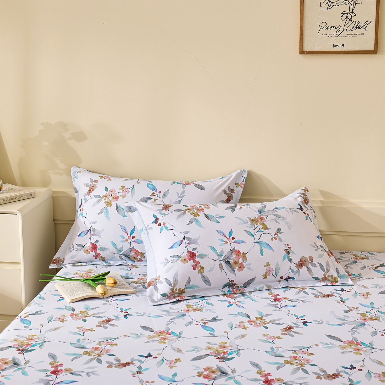 91家纺网 家纺一手货源 找家纺 元元家居（元元被业） 2025秋冬新款全棉纯棉磨毛印花单床单 云季花盟