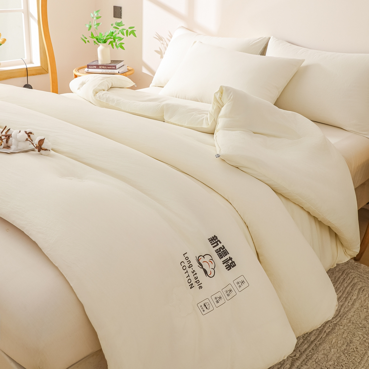 91家纺网 家纺一手货源 找家纺 （总）小叮当家纺仓储工厂店 2025新款A类水洗棉新疆棉花全棉纯棉被无印风冬被加厚保暖被子被芯四季通用