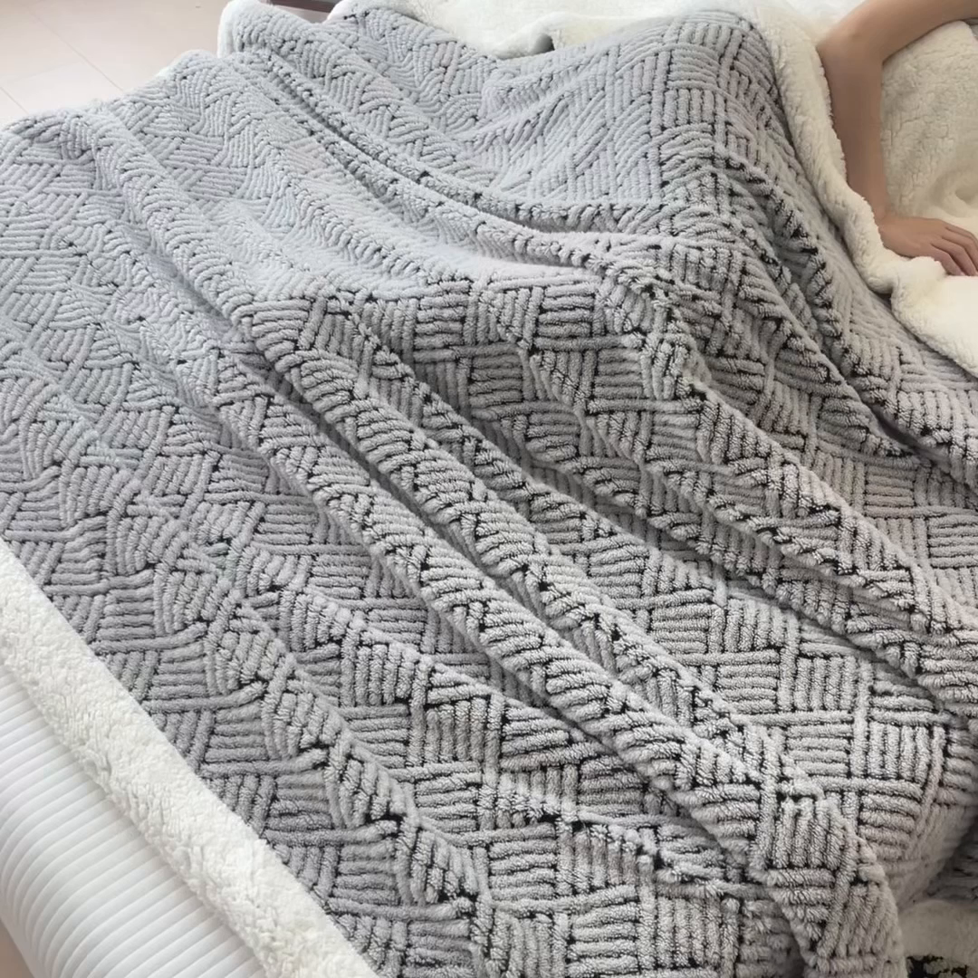 91家纺网 家纺一手货源 找家纺 乐家欣 2025新款双面暖绒毛毯 梦境-幻白