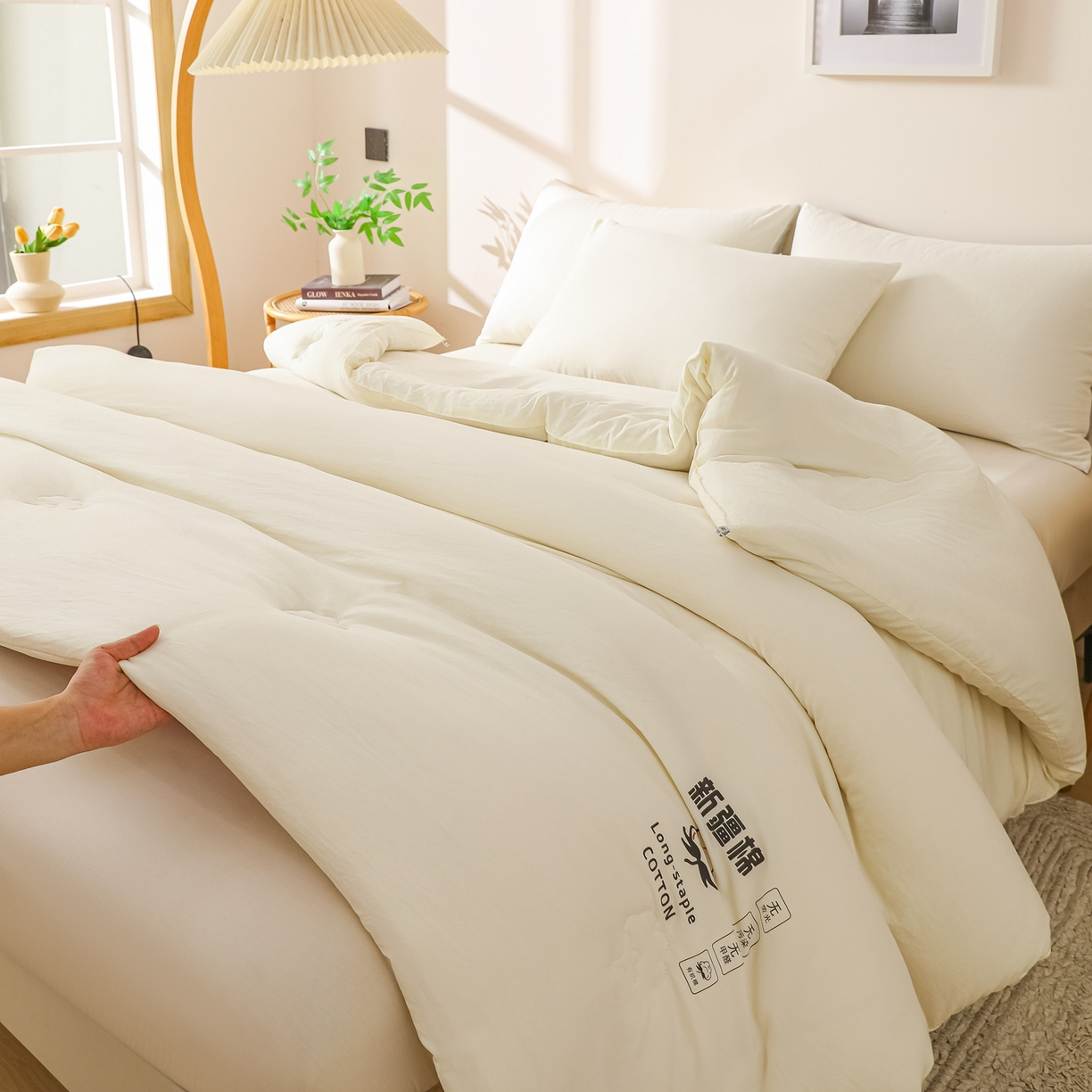 91家纺网 家纺一手货源 找家纺 小叮当家纺仓储工厂店 2025新款A类水洗棉新疆棉花全棉纯棉被无印风冬被加厚保暖被子被芯四季通用 新疆棉花被-云朵白