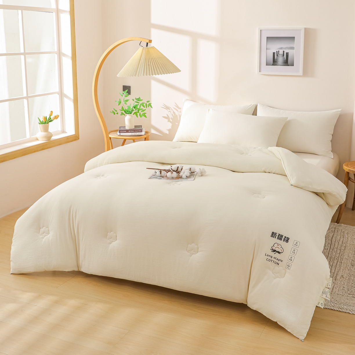 91家纺网 家纺一手货源 找家纺 小叮当家纺仓储工厂店 2025新款A类水洗棉新疆棉花全棉纯棉被无印风冬被加厚保暖被子被芯四季通用 新疆棉花被-云朵白