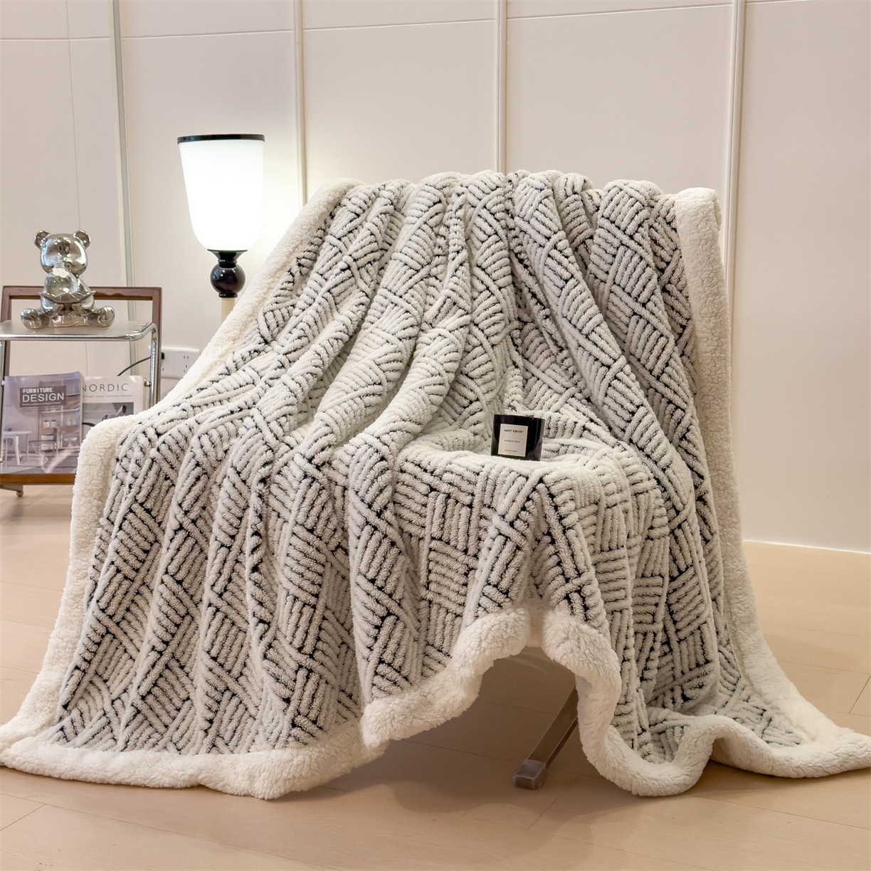 乐家欣 2025新款双面暖绒毛毯 梦境-幻白