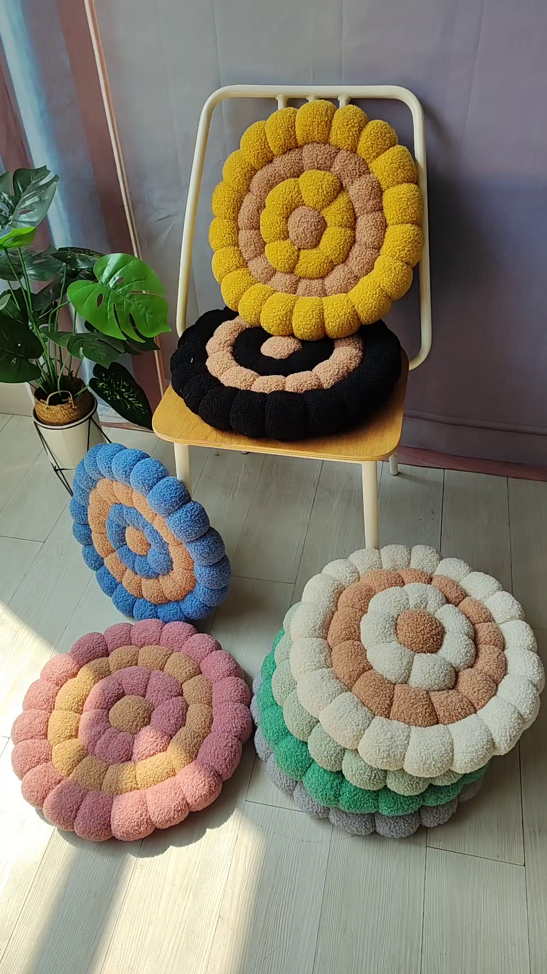 91家纺网 家纺一手货源 找家纺 （总）李帅家居 2025新款甜圈编织饼干坐垫抱枕靠垫沙发垫椅子垫毛绒玩偶垫子屁股垫