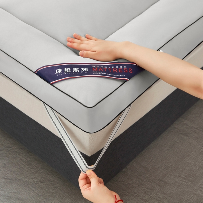 91家纺网 家纺一手货源 找家纺 小叮当家纺仓储工厂店 2025新款加厚立体整张棉酒店学生床垫抗菌云尚亲肤软床垫垫子 山峰灰