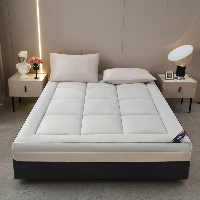 91家纺网 家纺一手货源 找家纺 小叮当家纺仓储工厂店 2025新款加厚立体整张棉酒店学生床垫抗菌云尚亲肤软床垫垫子 山峰灰