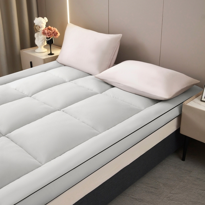 91家纺网 家纺一手货源 找家纺 小叮当家纺仓储工厂店 2025新款加厚立体整张棉酒店学生床垫抗菌云尚亲肤软床垫垫子 山峰灰