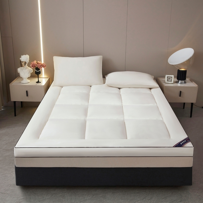 91家纺网 家纺一手货源 找家纺 小叮当家纺仓储工厂店 2025新款加厚立体整张棉酒店学生床垫抗菌云尚亲肤软床垫垫子 山峰白