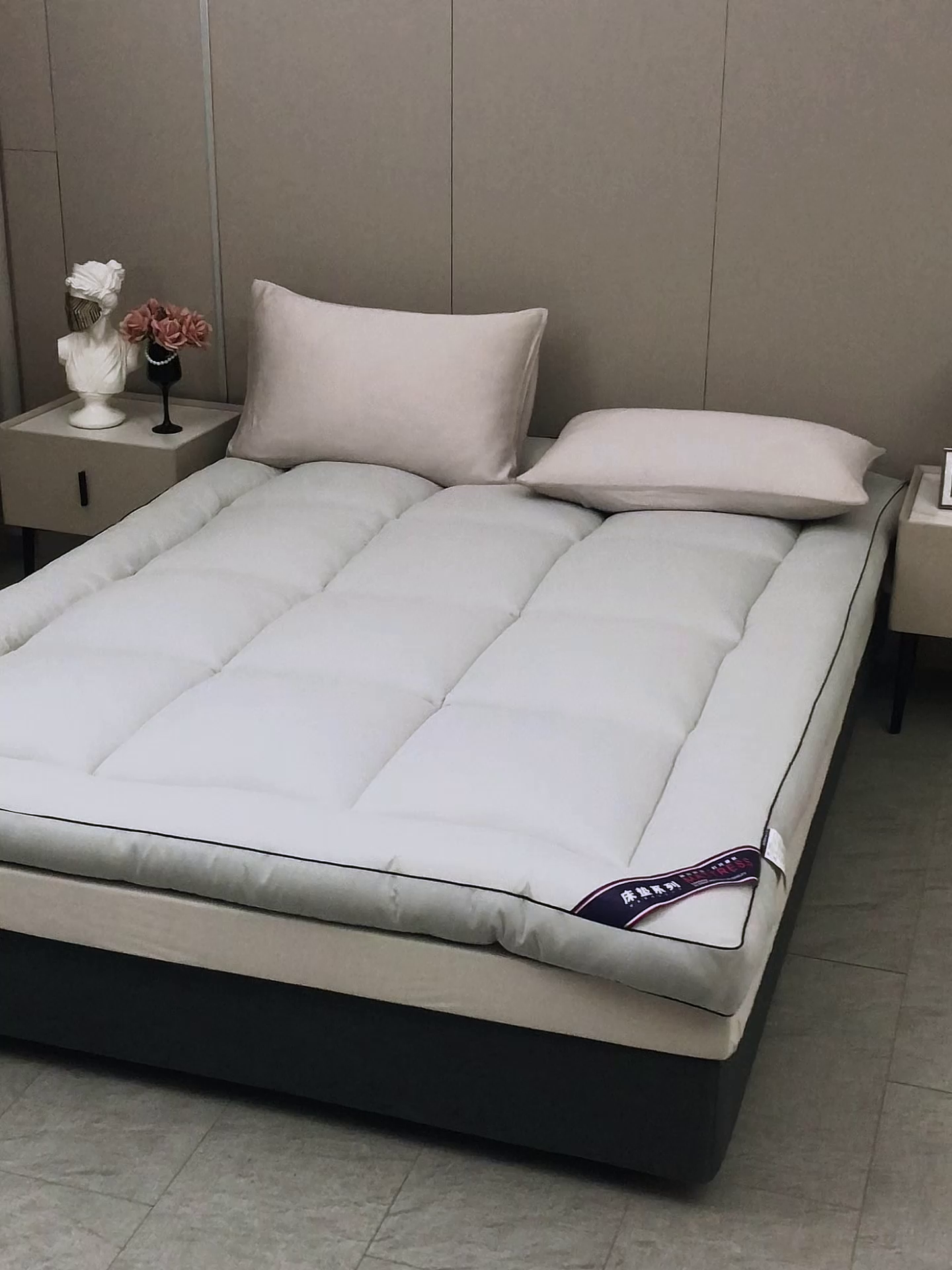 91家纺网 家纺一手货源 找家纺 小叮当家纺仓储工厂店 2025新款加厚立体整张棉酒店学生床垫抗菌云尚亲肤软床垫垫子 山峰灰