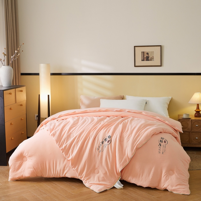 91家纺网 家纺一手货源 找家纺 小叮当家纺仓储工厂店 2025新款原棉大豆被子母扣拉链二合一被被子被芯 玉色